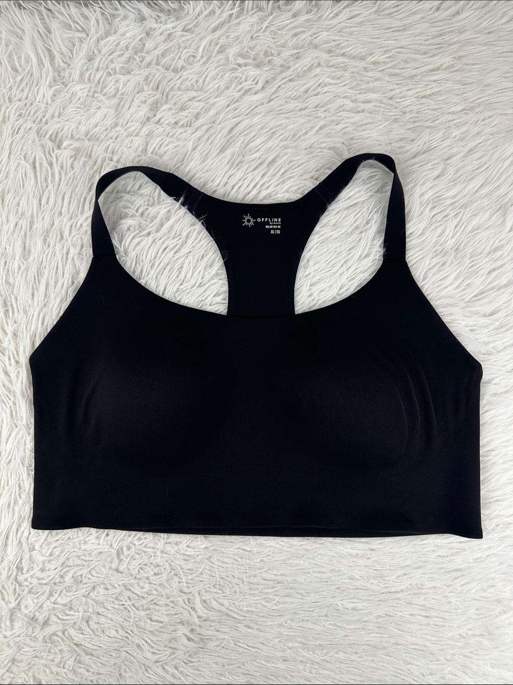 Offline by Aerie Real Me Black Racerback Sports Bra